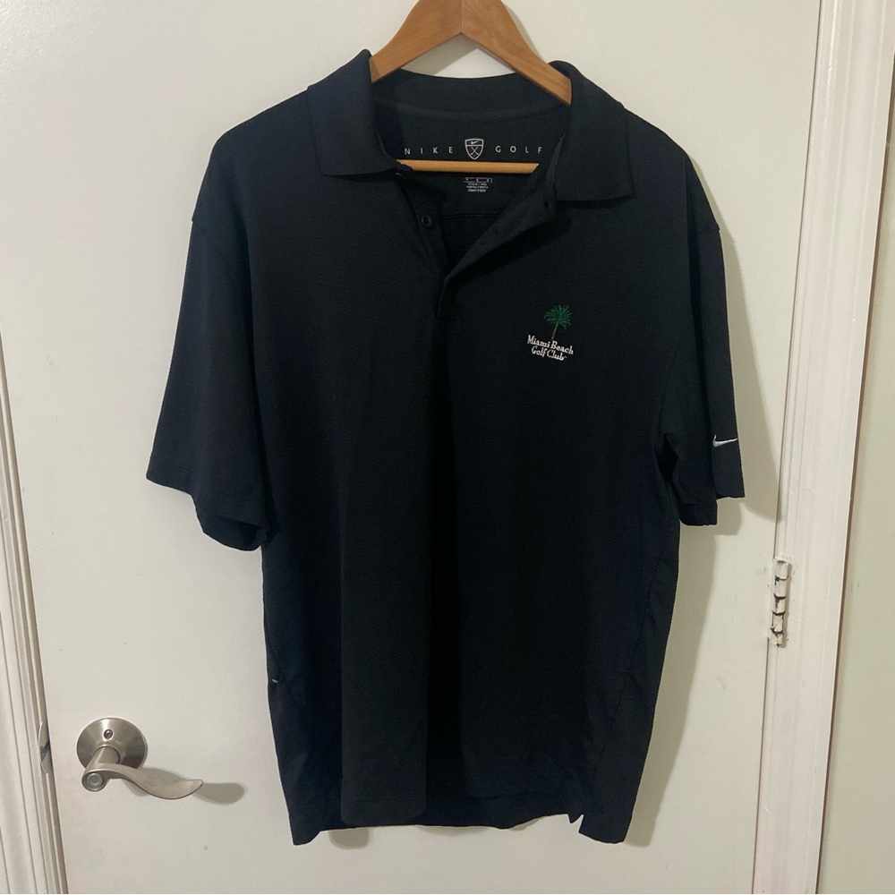 Nike Golf Men's Black Polo Shirt Custom Miami Beach Golf Club Logo Embroidery